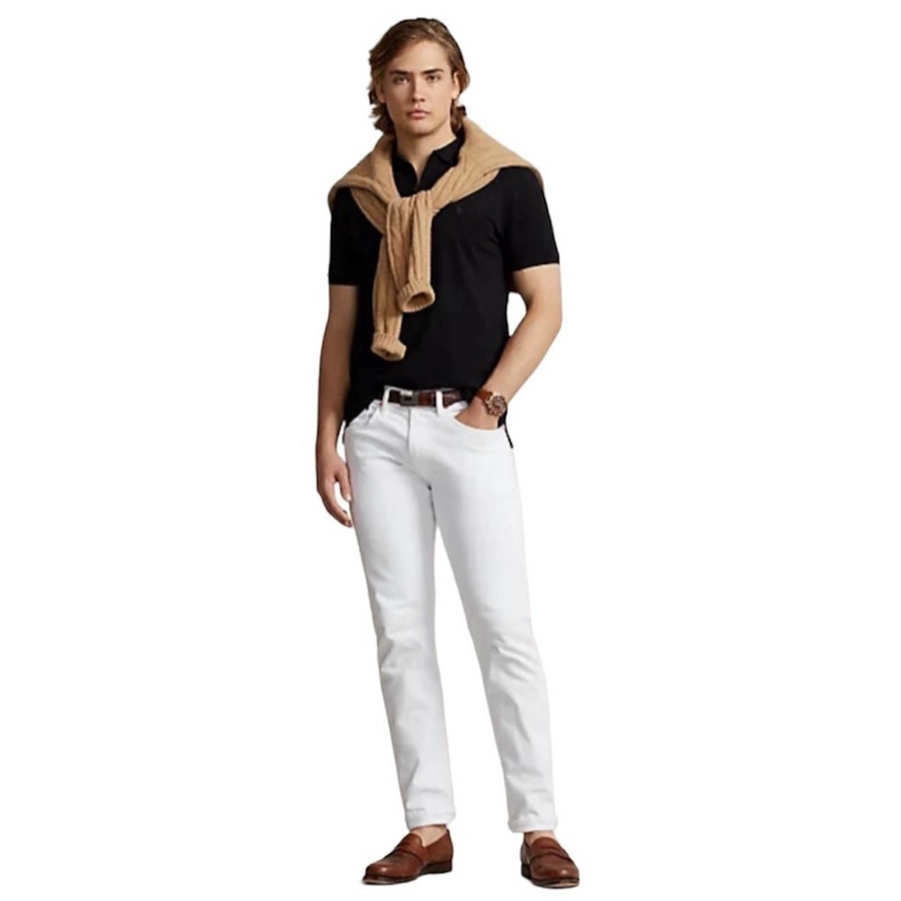Polo by Ralph Lauren Men’s Black XXL Custom Slim Fit Stretch Mesh Polo Shirt